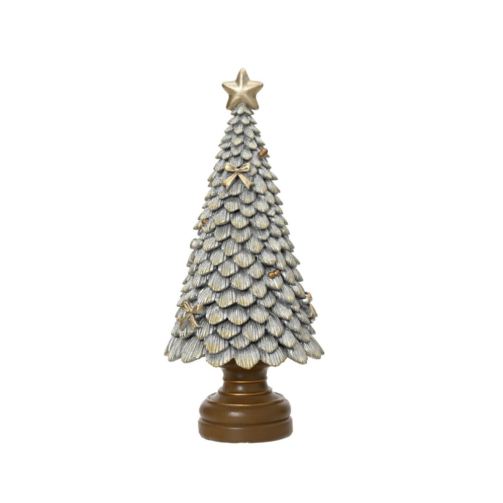 ALBERO ARGENTO RESINA CON STELLA GLITTER H.23